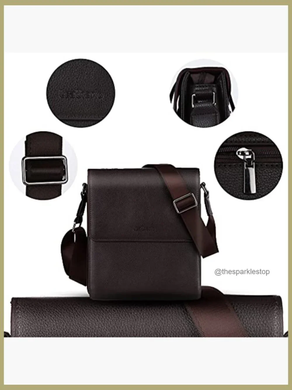 Vegan Leather Messenger Crossbody Bag for Men Work Travel